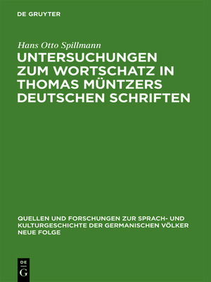 cover image of Untersuchungen zum Wortschatz in Thomas Müntzers deutschen Schriften